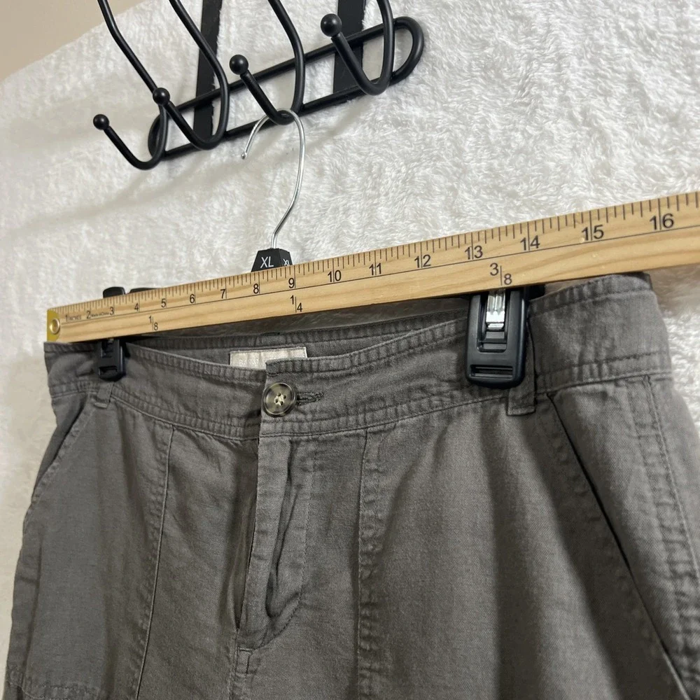 Banana Republic Linen Cotton Cargo Cropped Roll Tab Pants Martin Fit Size 6